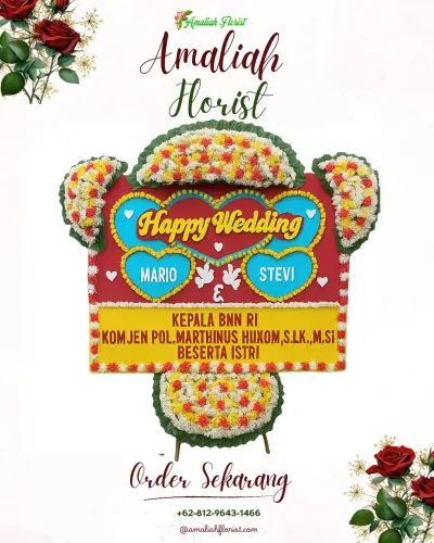 Karangan Papan Bunga Pernikahan di Cikareo
